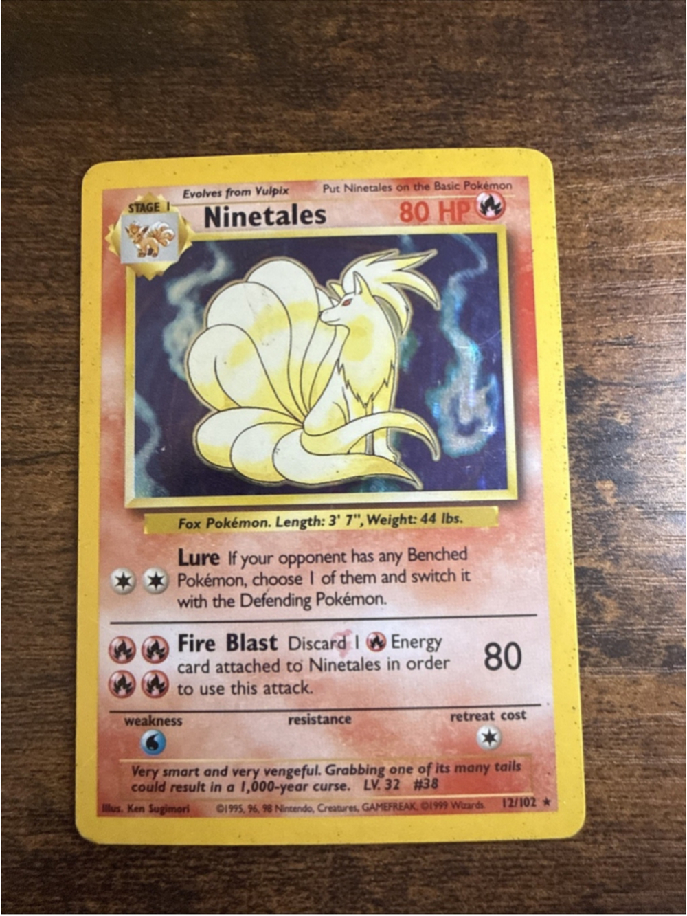 Pokémon TCG Ninetales Holo Rare 12/102 Base Set